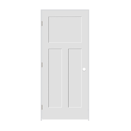 Trimlite 20" x 80" 3 Panel Shaker Primed Prehung Solid Core Right Interior Passage Door with Satin Nickel Hinges and 4-9/16" Door Jamb Unfinished
