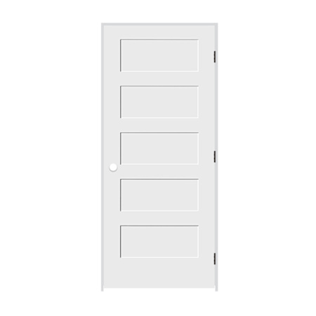 Trimlite 20" x 80" 5 Panel Shaker Primed Prehung Left Interior Passage Door with Black Hinges and 7-1/4" Door Jamb Unfinished