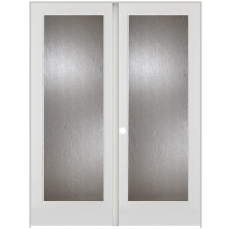 Trimlite 48" by 80" 2 Rain Glass Lite Right Hand Active Ovolo Edge Interior Double French Door with Astragal, Satin Nickel Hinges and 6-9/16" Door Jamb Primed