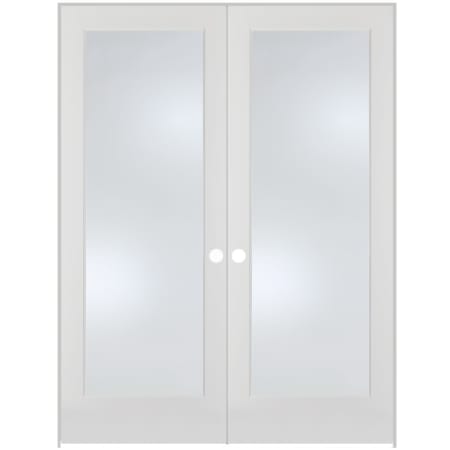 Trimlite 48" by 80" 2 Frosted Glass Lite Ovolo Edge Interior Double French Door with Ball Catch, Satin Nickel Hinges and 7-1/4" Door Jamb Primed