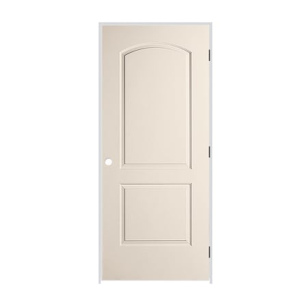 Trimlite 24" x 80" Primed 2-Panel Arch Top Caiman Molded Hollow Core 6-9/16" Jamb Left Hand Prehung Door with Oil Rubbed Bronze Hinges Primed