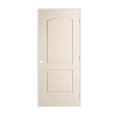 Trimlite 24" x 80" Primed 2-Panel Arch Top Caiman Molded Hollow Core 7-1/4" Jamb Left Hand Prehung Door with Satin Nickel Hinges Primed