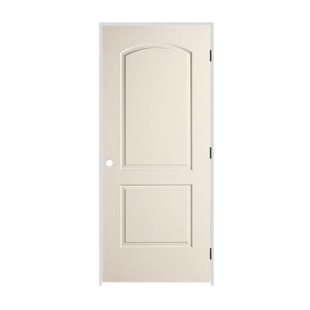 Trimlite 24" x 80" Primed 2-Panel Arch Top Caiman Molded Hollow Core 6-9/16" Jamb Left Hand Prehung Door with Black Hinges Primed