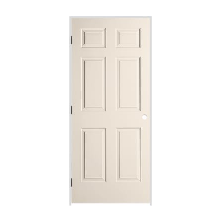 Trimlite 24" x 80" x 1-3/8" Primed 6-Panel Colonist Molded Textured Hollow Core 6-9/16" RH Prehung Door with Matte Black Hinges Primed
