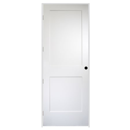 Trimlite 24" by 96" 2 Panel Bevel Shaker Right Handed Interior Prehung Passage Door with Satin Nickel Hinges and 4-9/16" Door Jamb Unfinished