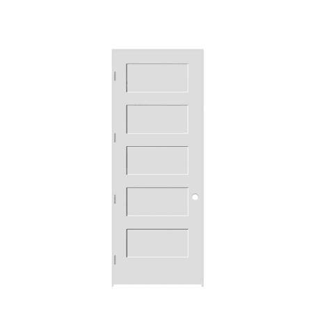 Trimlite 24" by 96" Shaker 5-Panel Equal Right Hand Handed Interior Pre-Hung Passage Door with Brushed Chrome Hinges and 4-9/16" Door Jamb Primed