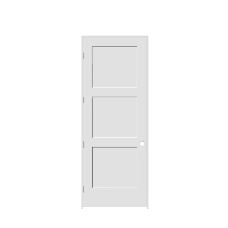 Trimlite 24" by 96" Shaker 3-Panel Equal Right Hand Handed Interior Pre-Hung Passage Door with Satin Nickel Hinges and 4-9/16" Door Jamb Primed