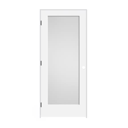 Trimlite 34" by 80" 1-Lite Shaker Right Handed Interior Prehung Passage Door with Black Hinges and 4-9/16" Door Jamb Primed