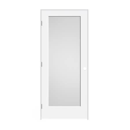 Trimlite 34" by 80" 1-Lite Shaker Right Handed Interior Prehung Passage Door with Brushed Chrome Hinges and 4-9/16" Door Jamb Primed