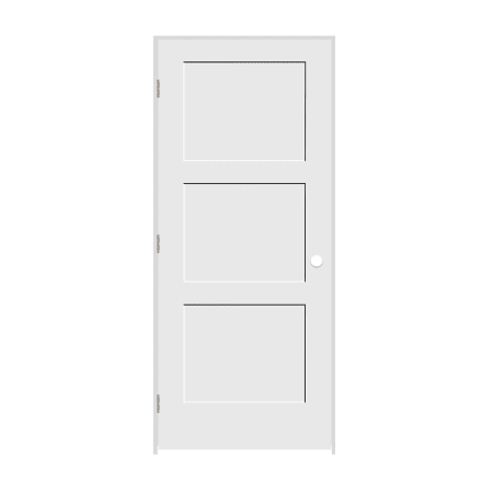 Trimlite 34" by 80" Shaker 3-Panel Right Handed Interior Pre-Hung Passage Door with Satin Nickel Hinges and 7-1/4" Door Jamb Primed