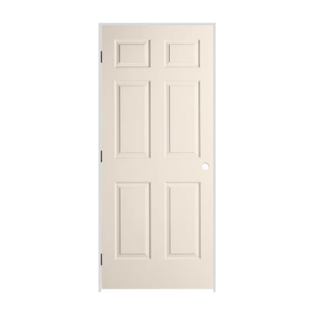Trimlite 34" x 80" x 1-3/8" Primed 6-Panel Colonist Molded Textured Hollow Core 4-9/16" RH Prehung Door with Black Hinges Primed