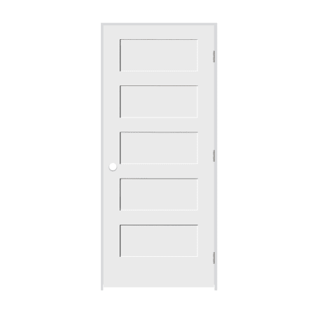 Trimlite 34" by 84" Shaker 5 Panel Left Handed Interior Prehung Passage Door with Satin Nickel Hinges and 4-9/16" Door Jamb Primed