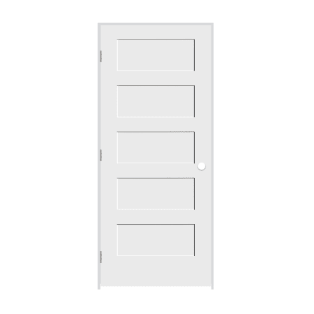 Trimlite 34" by 84" Shaker 5 Panel Right Handed Interior Prehung Passage Door with Satin Nickel Hinges and 6-9/16" Door Jamb Primed