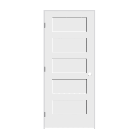 Trimlite 34" by 84" Shaker 5 Panel Right Handed Interior Prehung Passage Door with Black Hinges and 4-9/16" Door Jamb Primed
