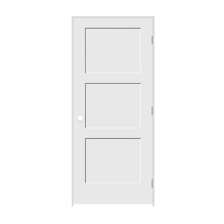 Trimlite 34" by 84" Shaker 3 Panel Left Handed Interior Prehung Passage Door with Satin Nickel Hinges and 6-9/16" Door Jamb Primed