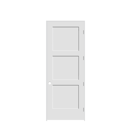 Trimlite 34" by 96" Shaker 3-Panel Left Hand Handed Interior Pre-Hung Passage Door with Brushed Chrome Hinges and 7-1/4" Door Jamb Primed