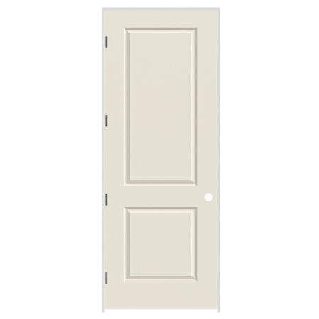 Trimlite 34" x 96" Primed 2-Panel Carrera Molded Solid Core 6-9/16" Jamb Right Hand Prehung Door with Oil Rubbed Bronze Hinges Primed