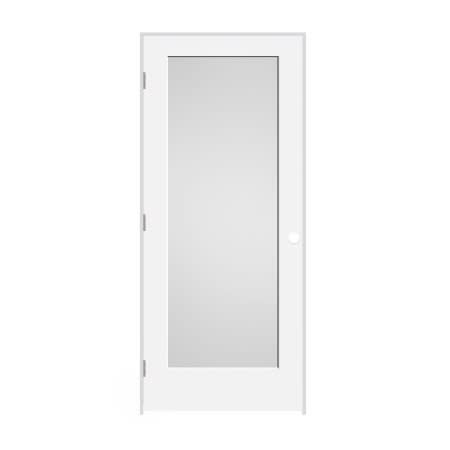 Trimlite 26" by 80" 1-Lite Shaker Right Handed Interior Prehung Passage Door with Satin Nickel Hinges and 7-1/4" Door Jamb Primed