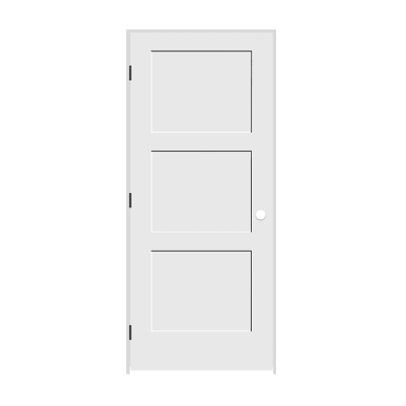 Trimlite 26" by 84" Shaker 3 Panel Right Handed Interior Prehung Passage Door with Black Hinges and 4-9/16" Door Jamb Primed