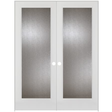 Trimlite 56" by 80" 2 Rain Glass Lite Ovolo Edge Interior Double French Door with Ball Catch, Satin Nickel Hinges and 7-1/4" Door Jamb Primed