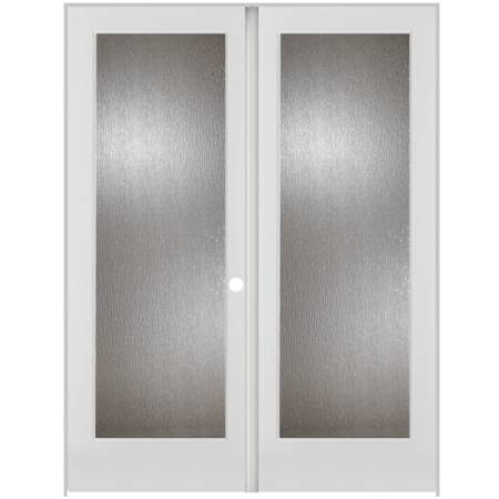 Trimlite 56" by 80" 2 Rain Glass Lite Left Hand Active Ovolo Edge Interior Double French Door with Astragal, Satin Nickel Hinges and 7-1/4" Door Jamb Primed