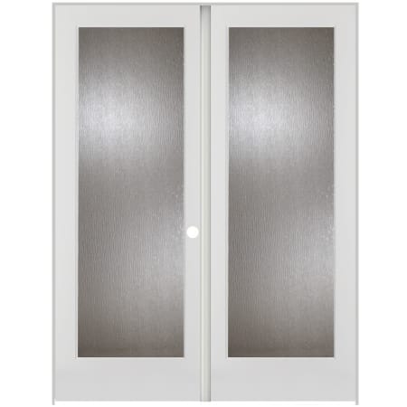 Trimlite 56" by 80" 2 Rain Glass Lite Left Hand Active Ovolo Edge Interior Double French Door with Astragal, Brushed Chrome Hinges and 7-1/4" Door Jamb Primed