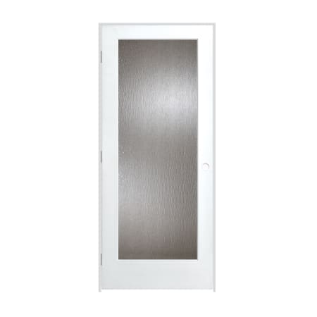 Trimlite 28" by 80" 1 Rain Glass Lite Right Handed Ovolo Edge Interior French Door with Satin Nickel Hinges and 7-1/4" Door Jamb Primed