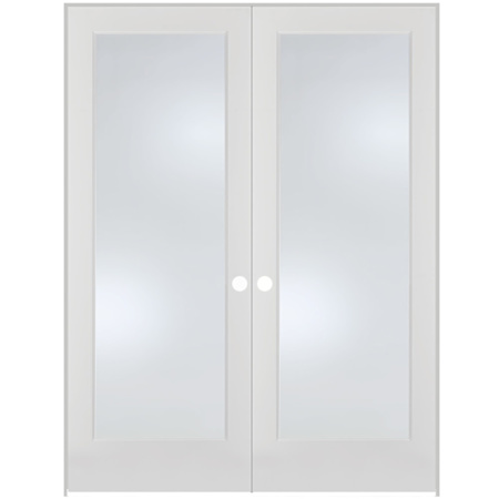 Trimlite 56" by 80" 2 Frosted Glass Lite Ovolo Edge Interior Double French Door with Ball Catch, Oil Rubbed Bronze Hinges and 7-1/4" Door Jamb Primed