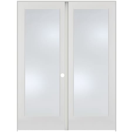 Trimlite 56" by 80" 2 Frosted Glass Lite Left Hand Active Ovolo Edge Interior Double French Door with Astragal, Brushed Chrome Hinges and 4-9/16" Door Jamb Primed