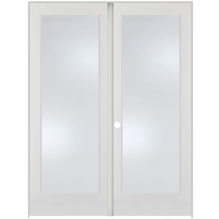 Trimlite 56" by 80" 2 Frosted Glass Lite Right Hand Active Ovolo Edge Interior Double French Door with Astragal, Black Hinges and 4-9/16" Door Jamb Primed