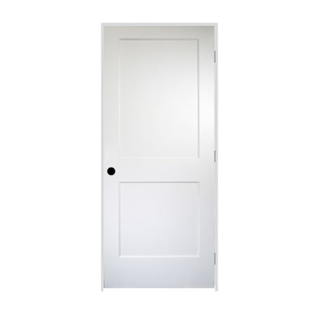 Trimlite 28" by 80" 2 Panel Bevel Shaker Left Handed Interior Prehung Passage Door with Brushed Chrome Hinges and 4-9/16" Door Jamb Unfinished