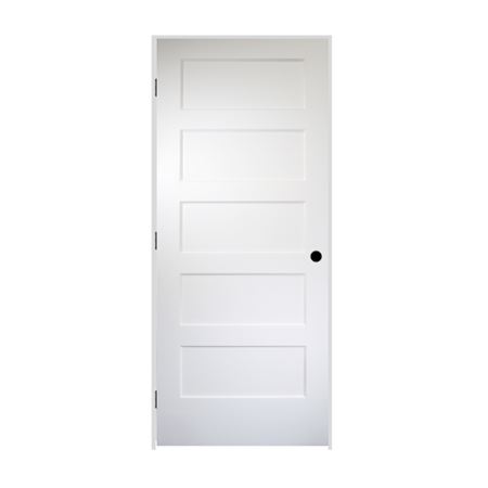Trimlite 28" by 80" 5 Panel Bevel Shaker Right Handed Interior Prehung Passage Door with Oil Rubbed Bronze Hinges and 4-9/16" Door Jamb Unfinished