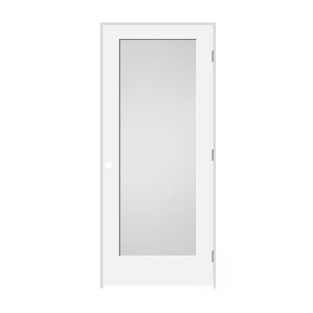 Trimlite 28" by 80" 1-Lite Shaker Left Handed Interior Prehung Passage Door with Brushed Chrome Hinges and 7-1/4" Door Jamb Primed