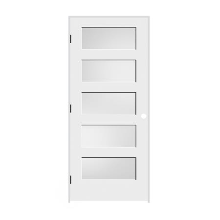 Trimlite 28" by 80" 5-Lite Shaker Right Handed Interior Prehung Passage Door with Oil Rubbed Bronze Hinges and 6-9/16" Door Jamb Primed