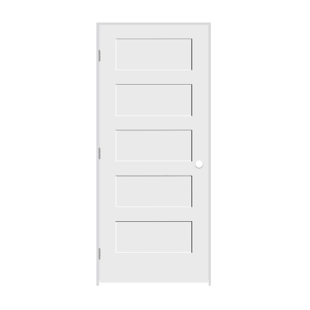 Trimlite 28" by 80" Shaker 5-Panel Right Handed Interior Pre-Hung Passage Door with Brushed Chrome Hinges and 7-1/4" Door Jamb Primed