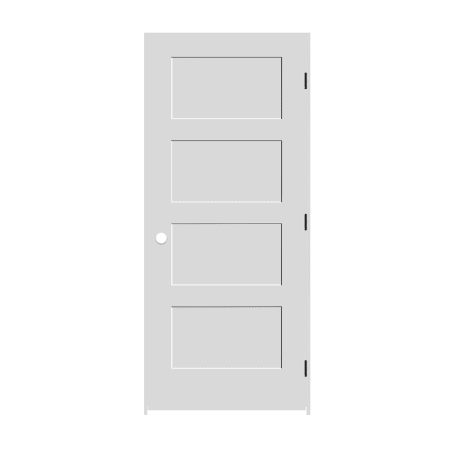 Trimlite 28" by 80" Shaker 4-Panel Left Handed Interior Pre-Hung Passage Door with Black Hinges and 4-9/16" Door Jamb Primed