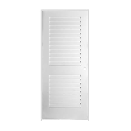 Trimlite 28" by 80" Louver Left Handed Pre-Hung Interior Passage Door with 4-9/16" Door Jamb and Satin Nickel Hinges Primed