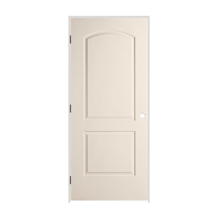 Trimlite 28" x 80" Primed 2-Panel Arch Top Caiman Molded Hollow Core 4-9/16" Jamb Right Hand Prehung Door with Black Hinges Primed