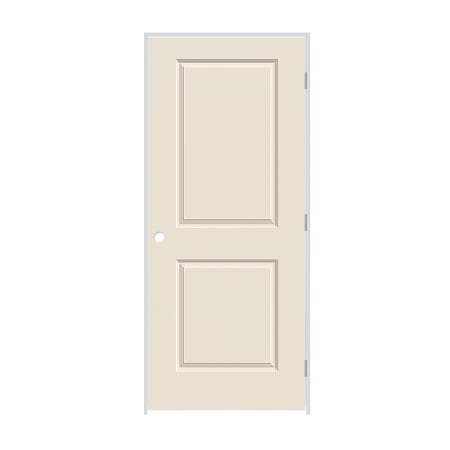 Trimlite 28" x 80" Primed 2-Panel Carrera Molded Hollow Core 7-1/4" Jamb Left Hand Prehung Door with Satin Nickel Hinges Primed