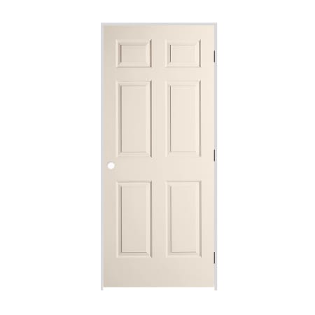 Trimlite 28" x 80" x 1-3/8" Primed 6-Panel Colonist Molded Textured Hollow Core 4-9/16" LH Prehung Door with Black Hinges Primed
