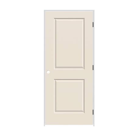 Trimlite 28" x 80" Primed 2-Panel Carrera Molded Solid Core 4-9/16" Jamb Left Hand Prehung Door with Oil Rubbed Bronze Hinges Primed