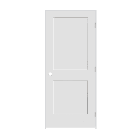 Trimlite 28" by 84" Shaker 2 Panel Left Handed Interior Prehung Passage Door with Satin Nickel Hinges and 4-9/16" Door Jamb Primed