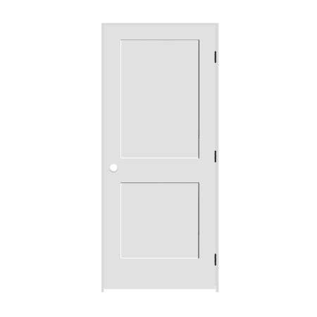 Trimlite 28" by 84" Shaker 2 Panel Left Handed Interior Prehung Passage Door with Black Hinges and 4-9/16" Door Jamb Primed