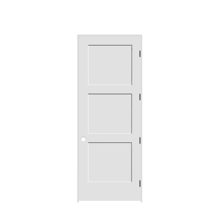 Trimlite 28" by 96" Shaker 3-Panel Left Hand Handed Interior Pre-Hung Passage Door with Black Hinges and 6-9/16" Door Jamb Primed