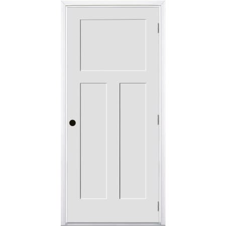 Trimlite 30" by 80" 1+2-Panel Shaker Left Handed Interior Prehung Fire Rated Passage Door with Brushed Chrome Hinges and 7 1/4" Door Jamb - Mill Sill Primed