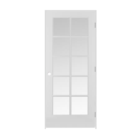 Trimlite 30" by 80" 10 Clear Glass Lite Left Handed Ovolo Edge Interior French Door with Brushed Chrome Hinges and 7-1/4" Door Jamb Primed