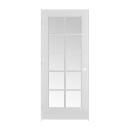 Trimlite 30" by 80" 10 Clear Glass Lite Right Handed Ovolo Edge Interior French Door with Satin Nickel Hinges and 4-9/16" Door Jamb Primed