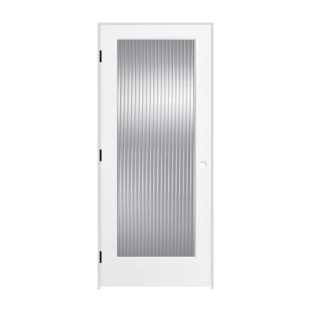 Trimlite 30" x 80" Reed Glass 1 Lite Primed Prehung Right Interior French Passage Door with Matte Black Hinges and 7-1/4" Door Jamb Primed