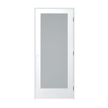 Trimlite 30" by 80" 1 Frosted Glass Lite Left Handed Ovolo Edge Interior French Door with Black Hinges and 7-1/4" Door Jamb Primed