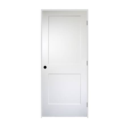Trimlite 30" by 80" 2 Panel Bevel Shaker Left Handed Interior Prehung Passage Door with Black Hinges and 6-9/16" Door Jamb Unfinished